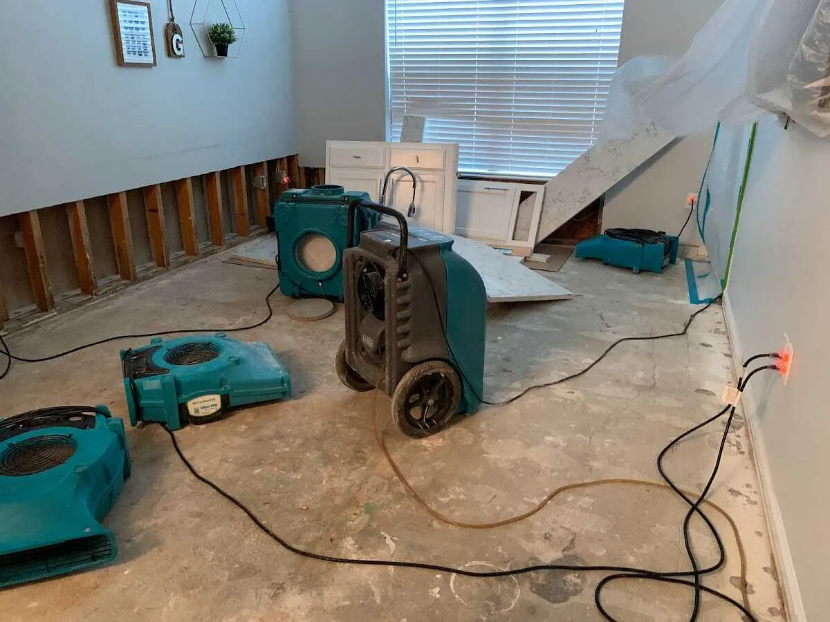 Dehumidifier in flood-cut room for Water Damage Restoration in Leisure World